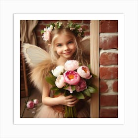 Fairy Girl With Flowers Photo Art Print