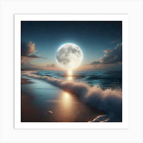 Full Moon On The Beach 3 Art Print