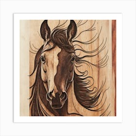 Horse Head Wood Carving Art Print