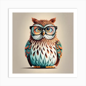 Owl With Glasses Art Print