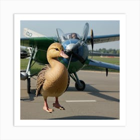 Duck On A Plane Art Print