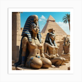 Egyptian Statues Art Print