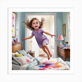 Little Girl Jumping Art Print