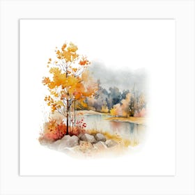 Watercolor Autumn Trees 10 Art Print