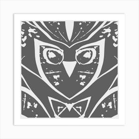 Abstract Owl Two Tone Greyscale 1 Art Print