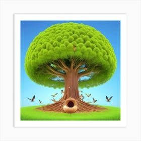 Tree With Birds Art Print