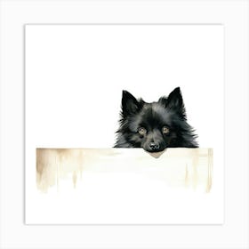 Black Pomeranian Dog Art Print