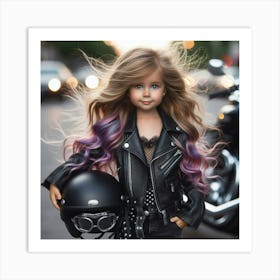 Girl In A Leather Jacket Art Print