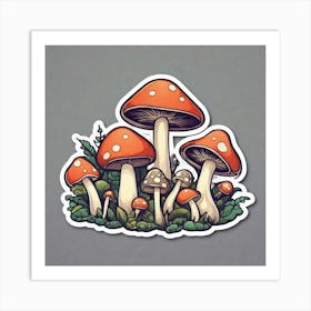 Mushroom Stickers Art Print