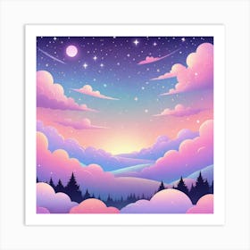 Sky With Twinkling Stars In Pastel Colors Square Composition 146 Art Print