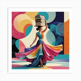 Elegant Balance of Books and Beauty Art Print