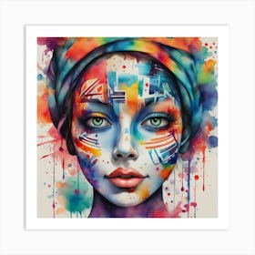 Colorful Girl Painting 1 Art Print