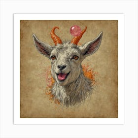 Goat With Horns 3 Art Print