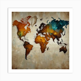 World Map Canvas Print 2 Art Print