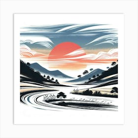 Illustration landscape 1 Art Print