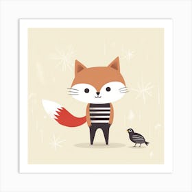 Fox And Bird Art Print