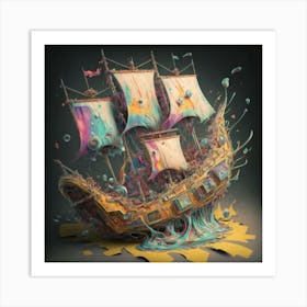 Ship In The Sea Art Print