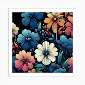 Flowers Wallpaper Art Print