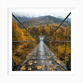 Suspension Bridge In Autumn Art Print