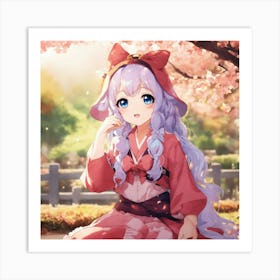 Kawaii Anime Woman Pose Poster (1) Art Print