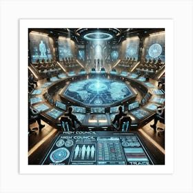 A Detailed Futuristic Scene Showcasing The Respon Art Print