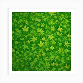 Green Marijuana Leaves Background Art Print