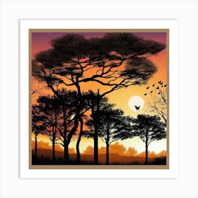 Sunset In The Savannah 4 Art Print