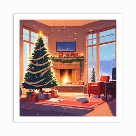 Christmas Tree In The Living Room 42 Art Print