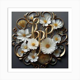 Paper Flower gold Art Print