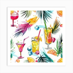 Tropical Drinks Seamless Pattern 3 Art Print