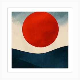 Red Sun Rising Over The Sea Art Print