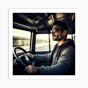 Bus Modern Big Detail Driver Steer Moving Black Front Closeup Speedo Control Speed Auto (2) Art Print