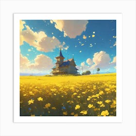 Field Of Yellow Flowers 51 Art Print