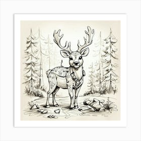 Deer In The Forest 32 Art Print