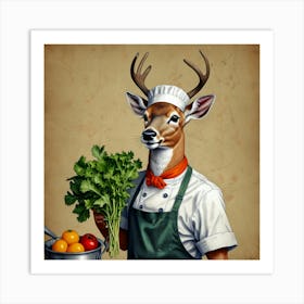 Chef Deer 5 Art Print