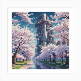 Building And Blossoms(1) Art Print