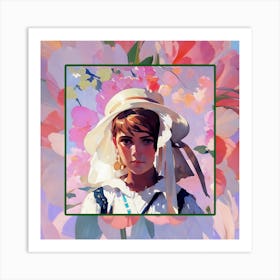 Girl In A White Hat Art Print