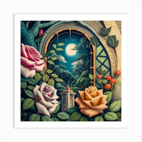 Roses In The Garden 3 Art Print