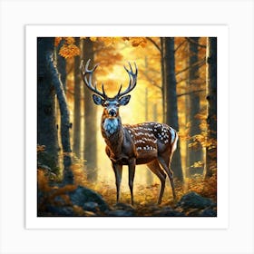 Deer In The Forest 141 Art Print