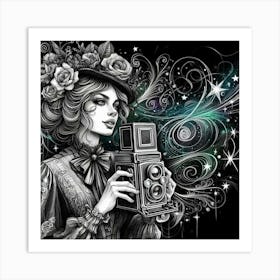 Polaroid Camera Art Digital Image No. 42 by Cam Views Art Print