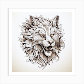 Wolf Head Tattoo 1 Art Print