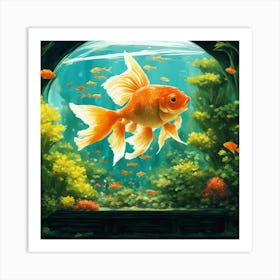 Goldfish In The Aquarium Art Print