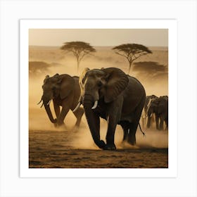 Herd Of Elephants Art Print