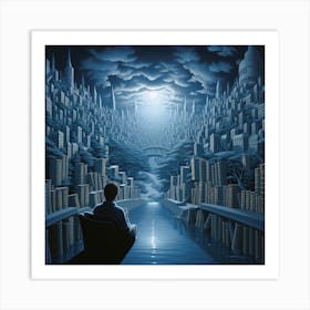 Dreamscape In Library Art Print