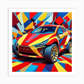 Futuristic Small Family Car Cubism Style Art Print