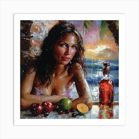 Woman With A Bottle Of Wine Art Print