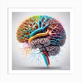 Human Brain With A Pencil Art Print