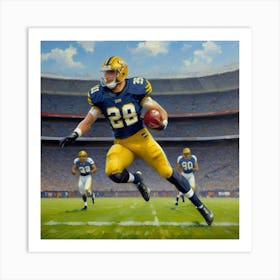 Spotlight Play Football Player Charging Forward Art Print