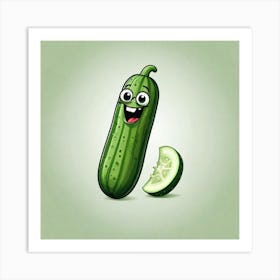 Cartoon Cucumber Art Print