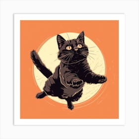 Black Cat Jumping 1 Art Print